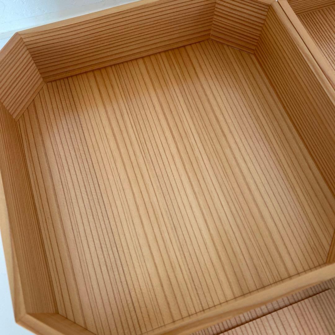 【未使用品】大館工芸社　秋田杉　隅切三段重 重箱 6.5寸