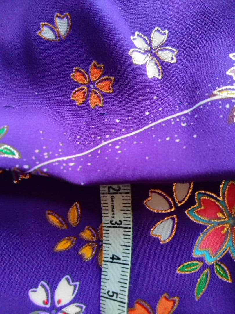 （着画あり）3歳七五三用5点セット 紫色 花柄 着物