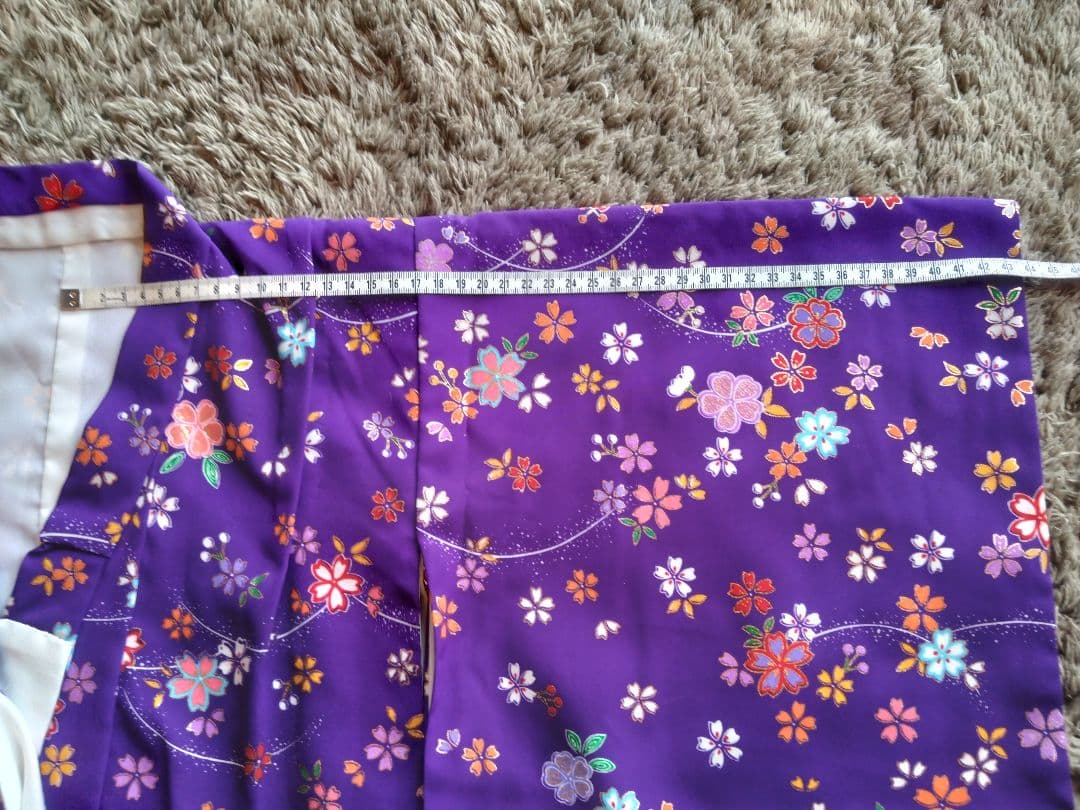 （着画あり）3歳七五三用5点セット 紫色 花柄 着物