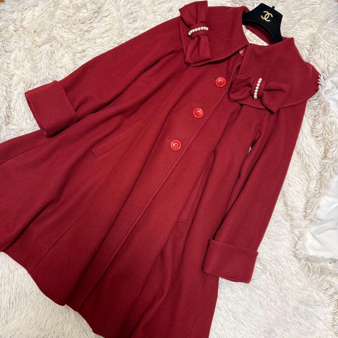 Leur getter リボンコート　赤　Aラインロングコート