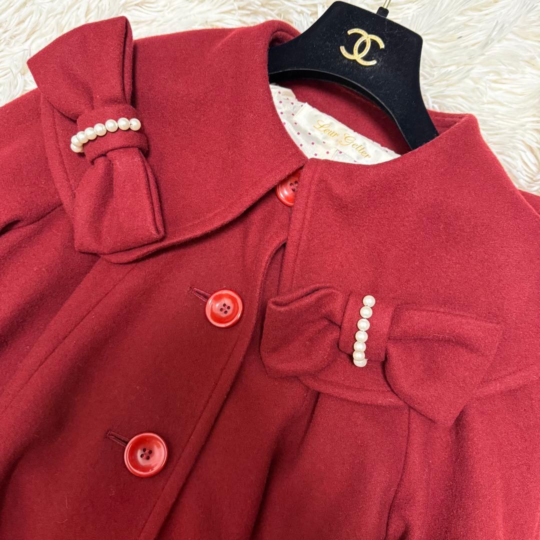 Leur getter リボンコート　赤　Aラインロングコート