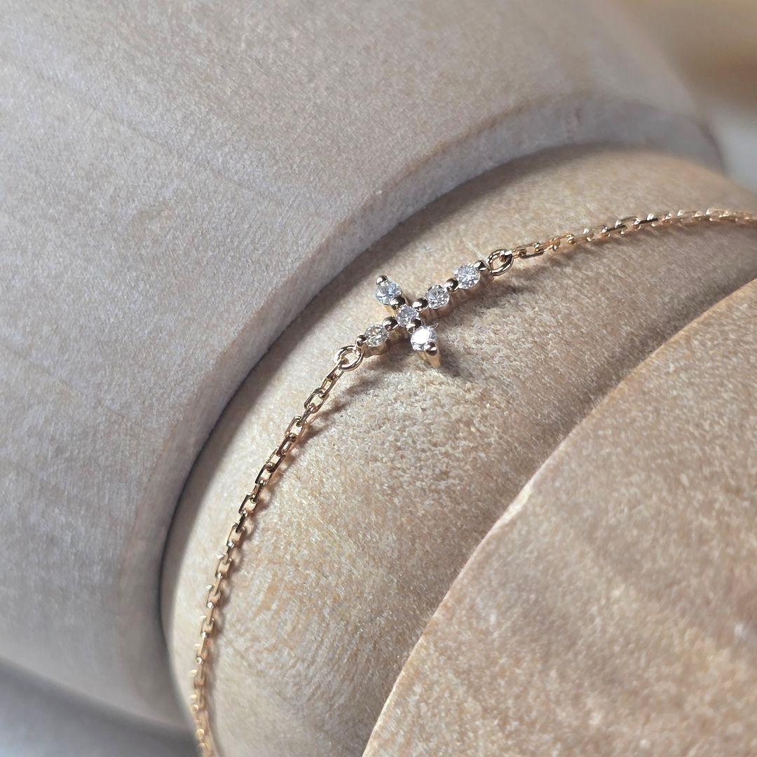 アガット agete クロスブレスレット ダイヤモンド 0.03ct K18