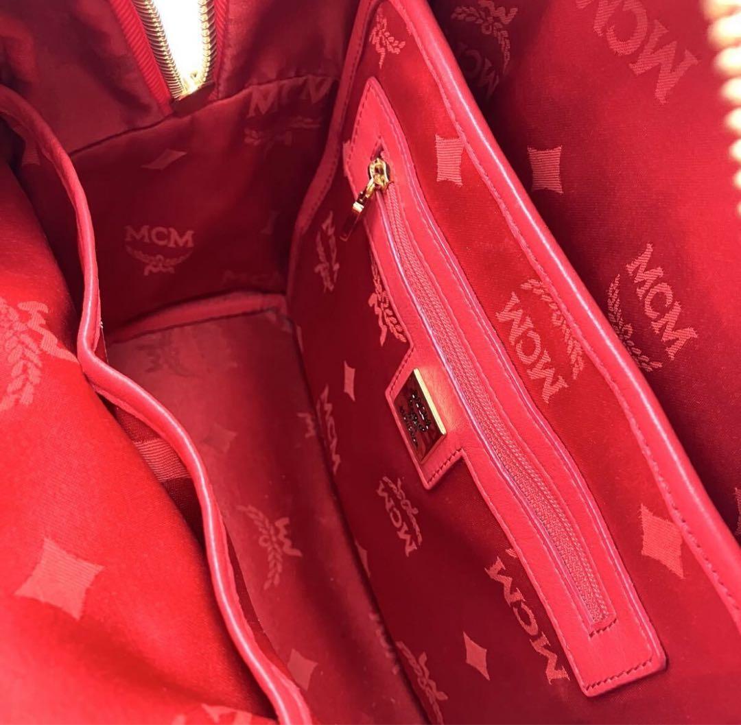 【 MCM スタッズ リュック レッド 】N79 エムシーエム ブランド 赤