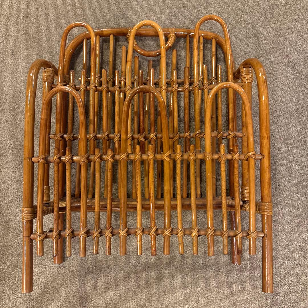 ラタン アーチ型 スリッパラック ブラウン　ビンテージ