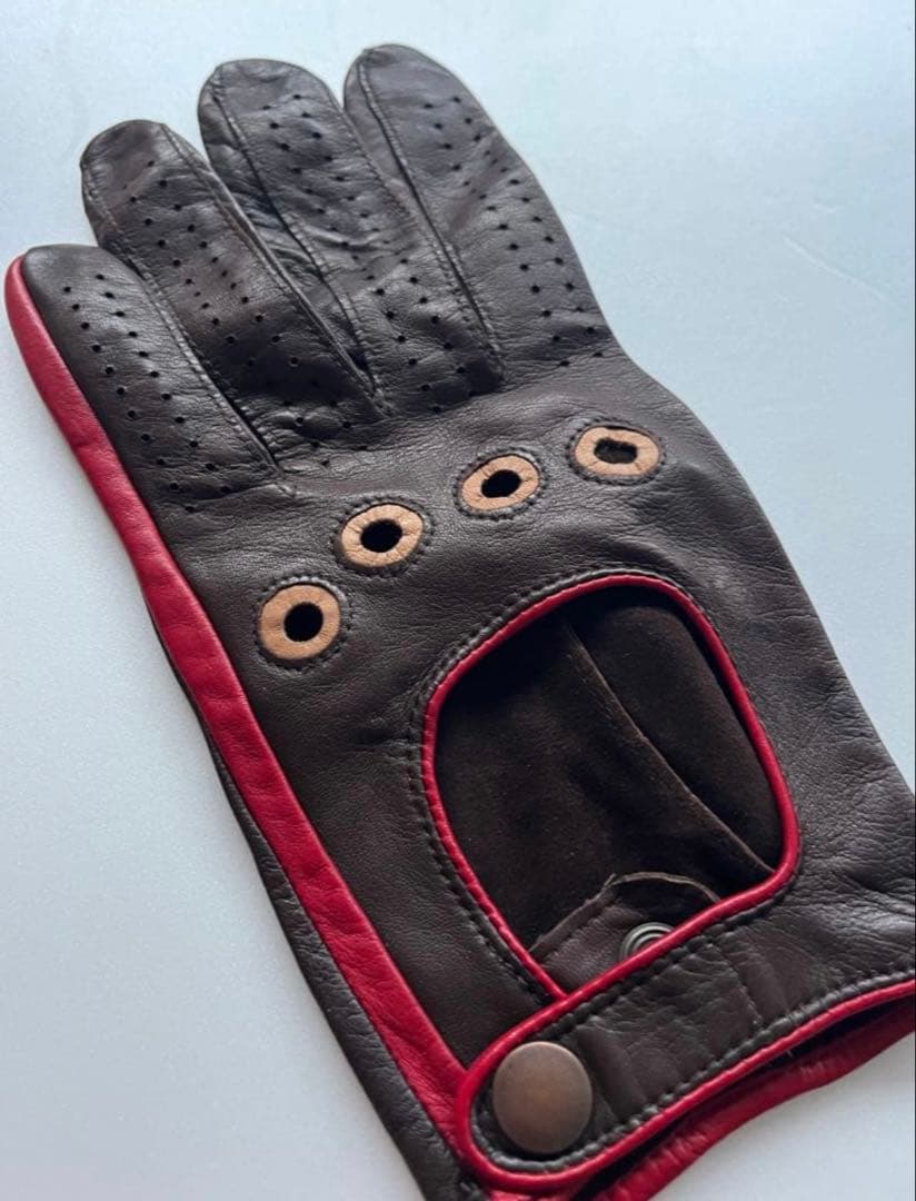 dunhill レザー手袋 ブラウン/レッド