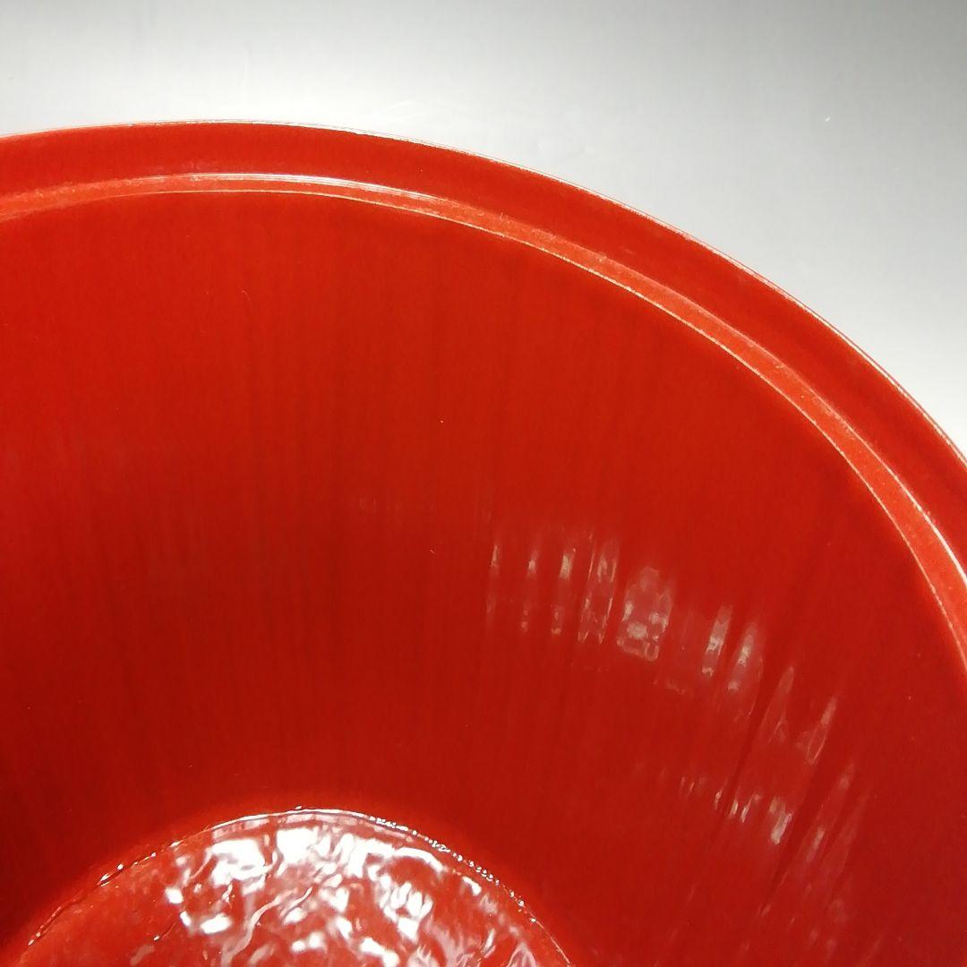 Ｓ４１０　水指　『太鼓胴　朱竹水指』『塗師　助田宗明作』　共箱　茶道具