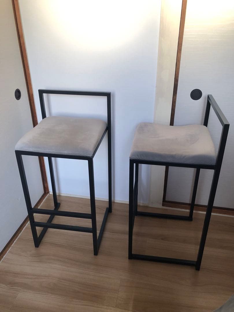モダン バースツール グレー 2脚セット