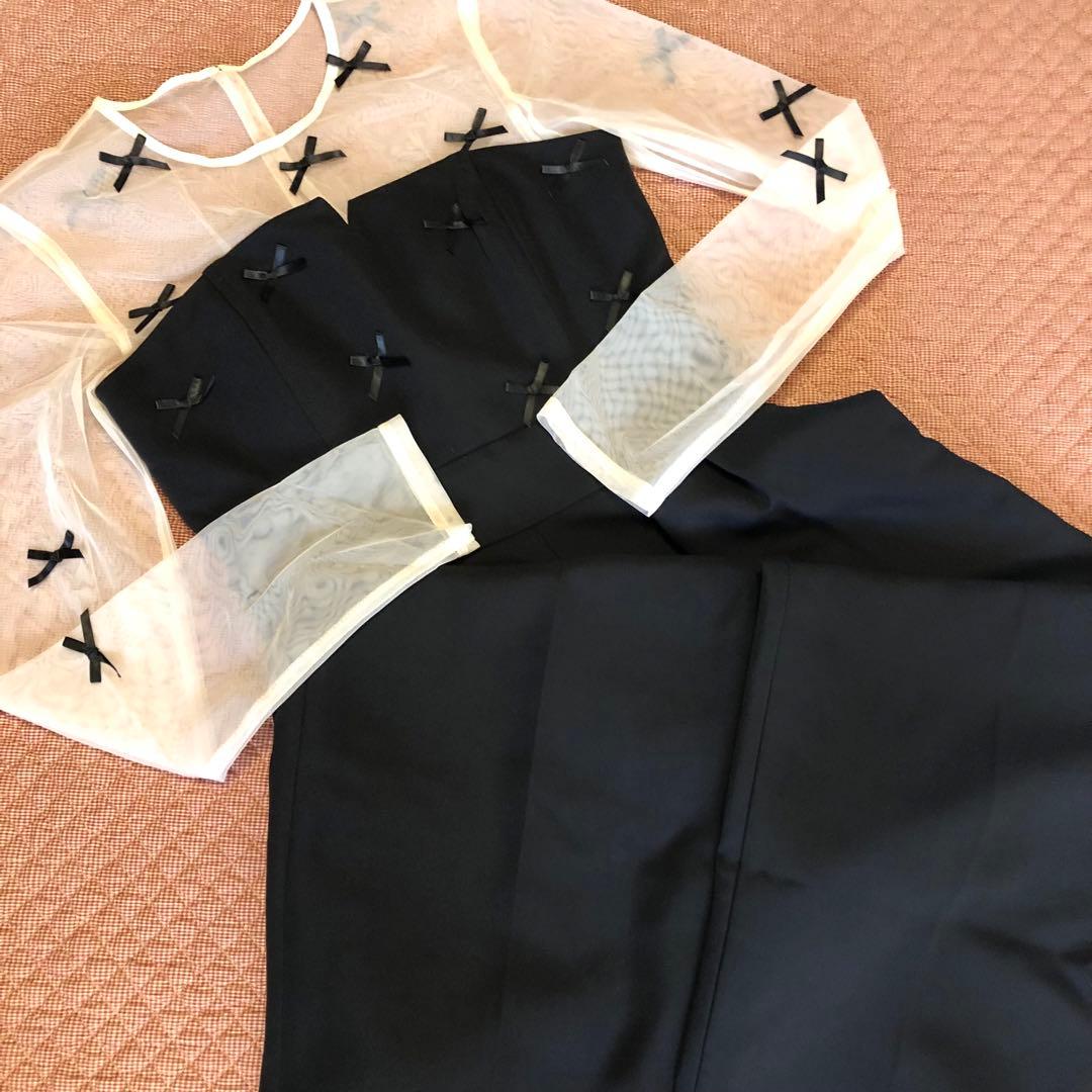 LAGUNAMOON ラグナムーン LADYリボンパンツドレス 黒 オケージョン