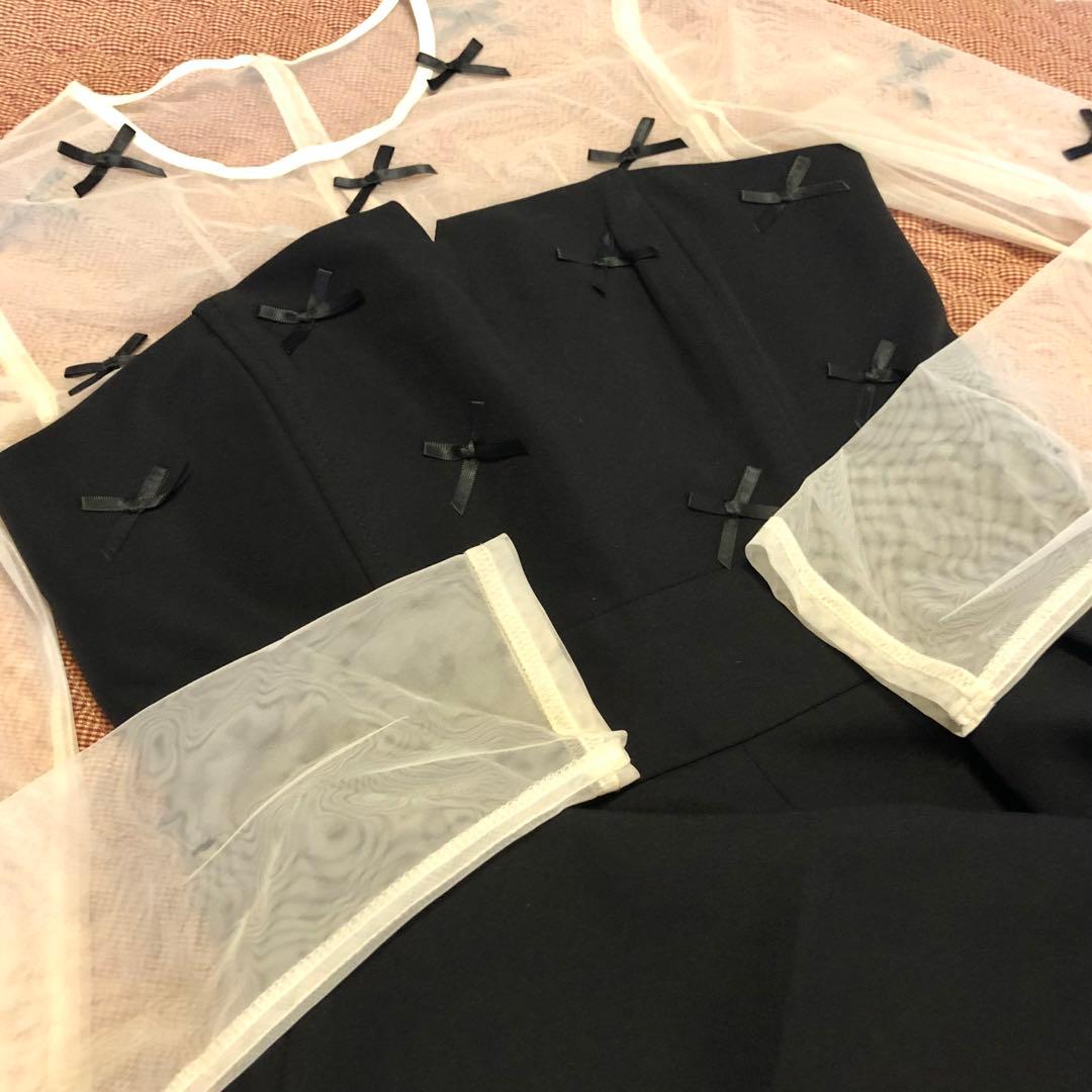 LAGUNAMOON ラグナムーン LADYリボンパンツドレス 黒 オケージョン