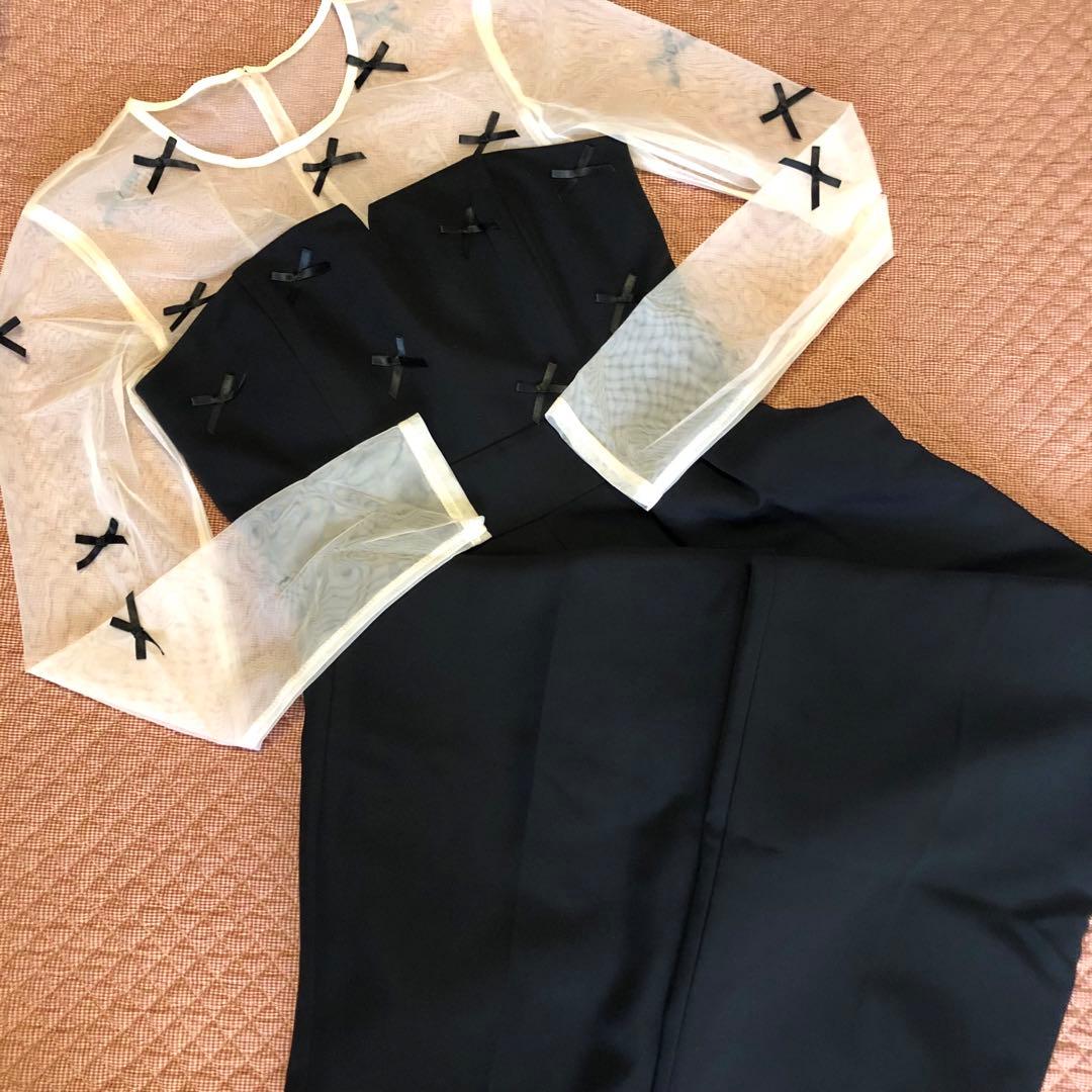 LAGUNAMOON ラグナムーン LADYリボンパンツドレス 黒 オケージョン