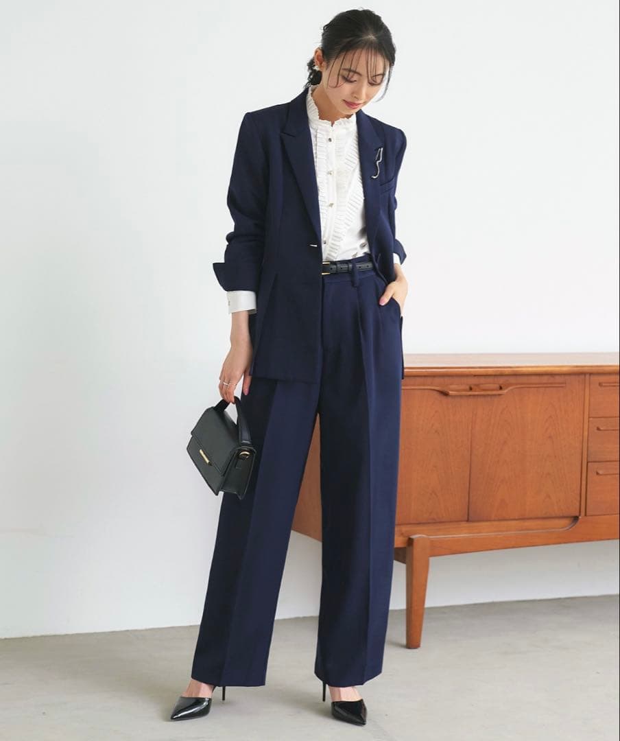 RUIRUI BOUTIQUE 洗える ストレッチ ベーシックスーツ ネイビー