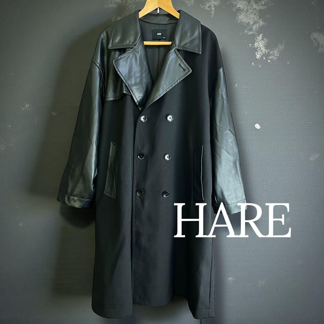 HARE ハレ レザー切り替え トレンチコート ブラック S 美品