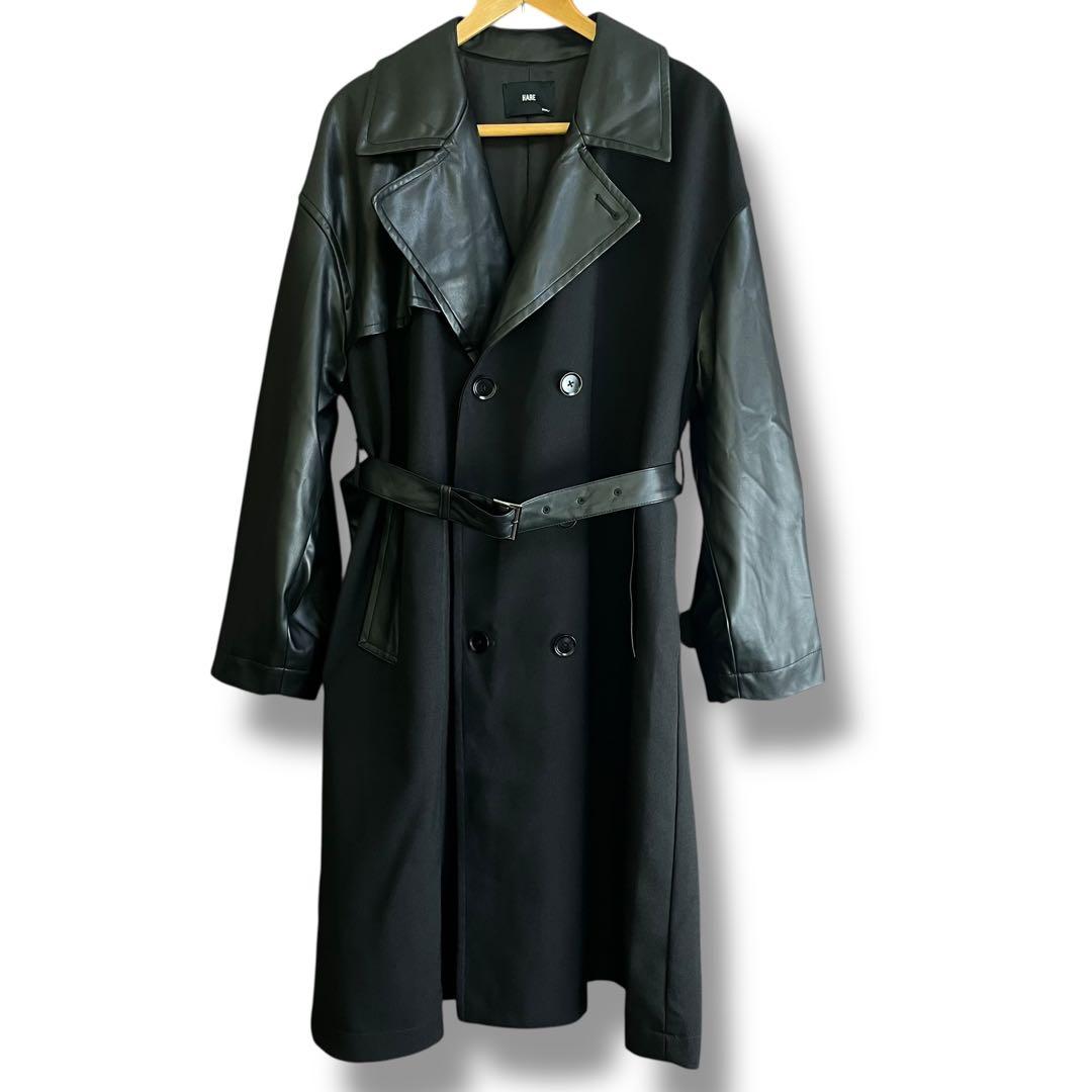 HARE ハレ レザー切り替え トレンチコート ブラック S 美品