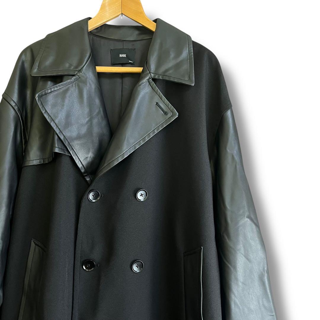 HARE ハレ レザー切り替え トレンチコート ブラック S 美品
