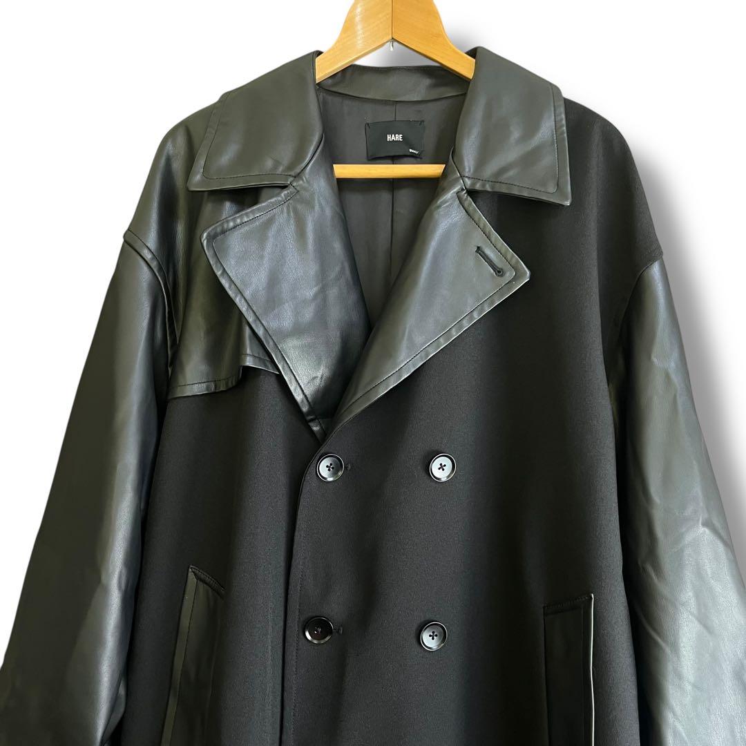HARE ハレ レザー切り替え トレンチコート ブラック S 美品