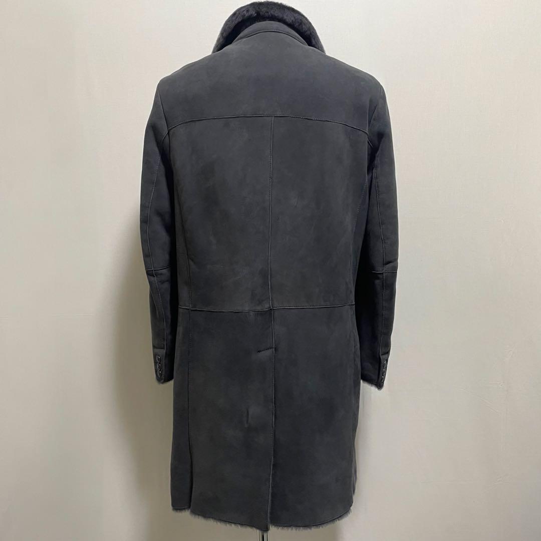 ETRO エトロ ムートン コート ペイズリー裏地 48 羊革 牛革