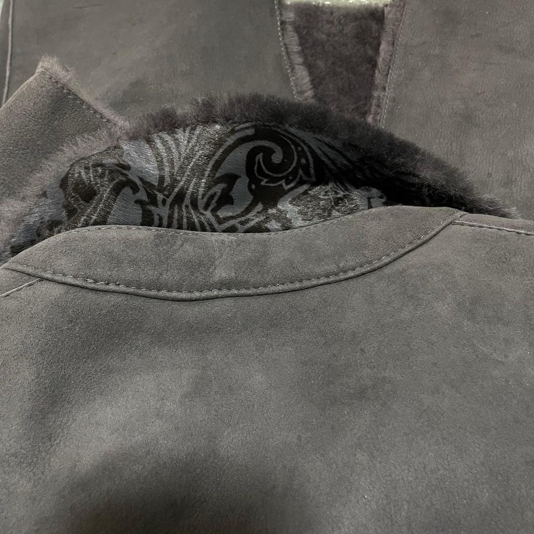 ETRO エトロ ムートン コート ペイズリー裏地 48 羊革 牛革