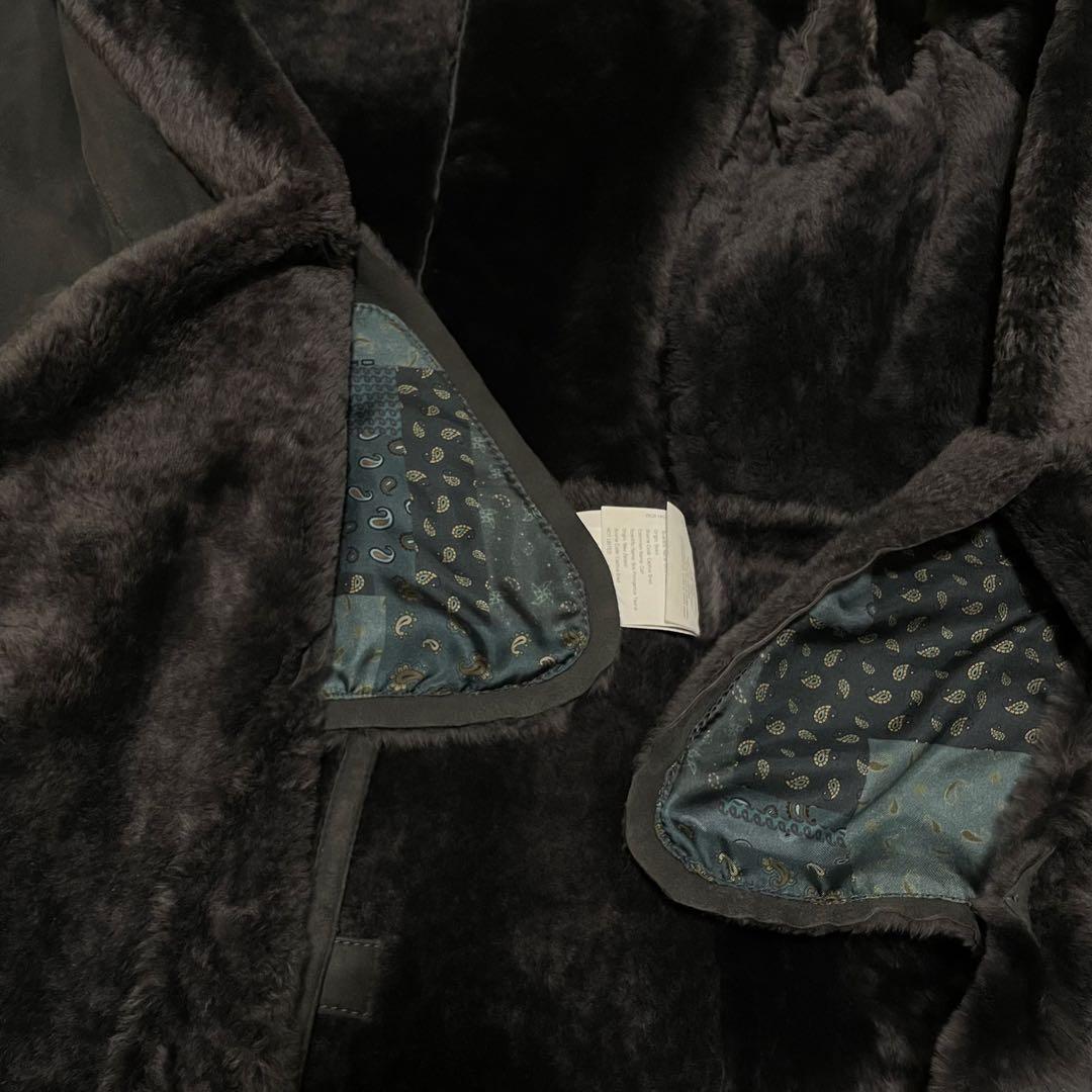 ETRO エトロ ムートン コート ペイズリー裏地 48 羊革 牛革