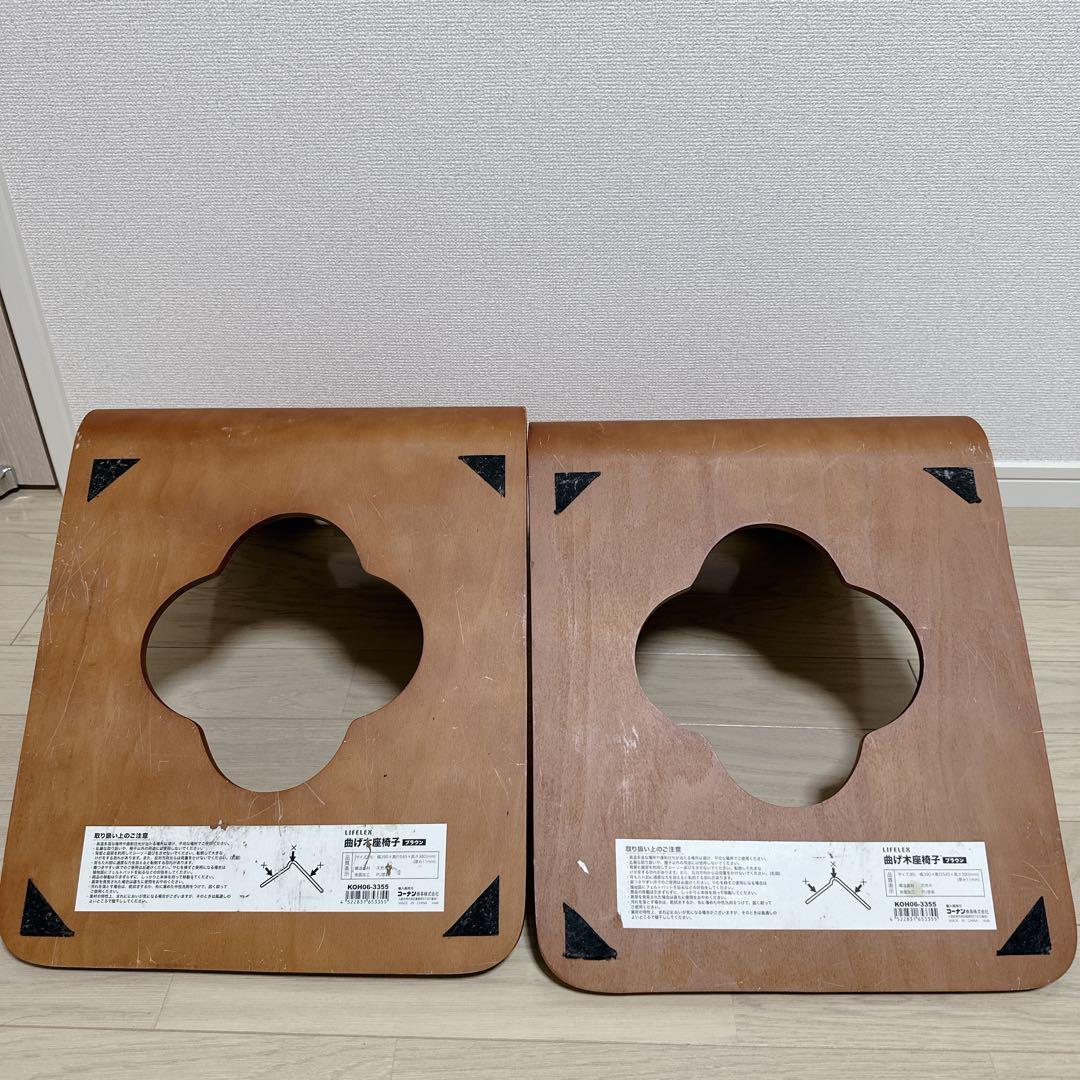 【7脚まとめて】木製座椅子　曲げ座椅子　和座椅子　旅館椅子　温泉椅子　ブラウン