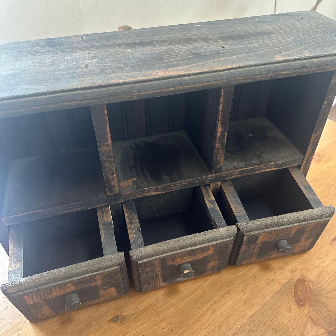 コーハウス購入 木製シェルフダークブラウン 収納付 アンファン アンティーク調