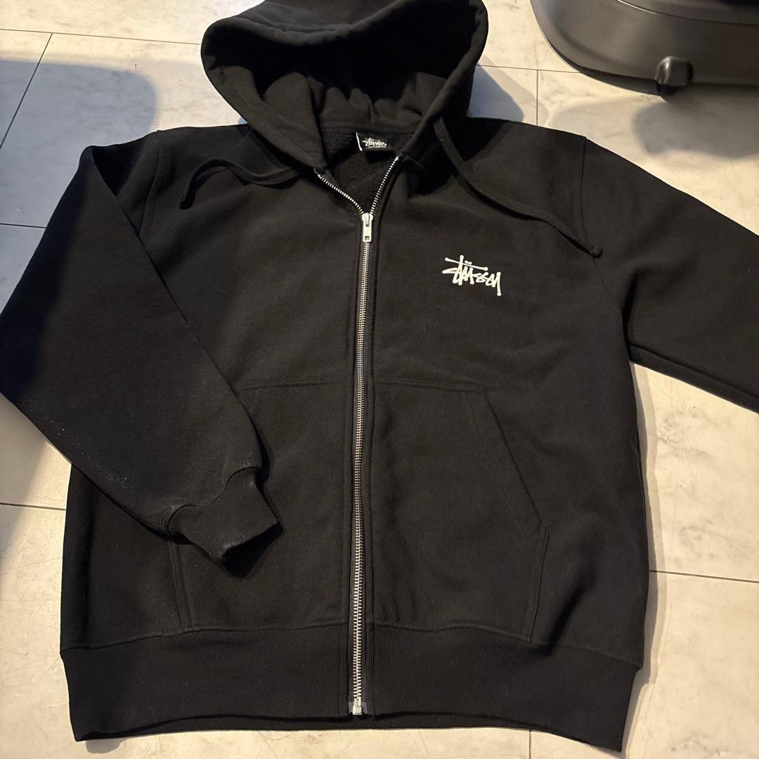 Stüssy ブラック ジップアップパーカー S