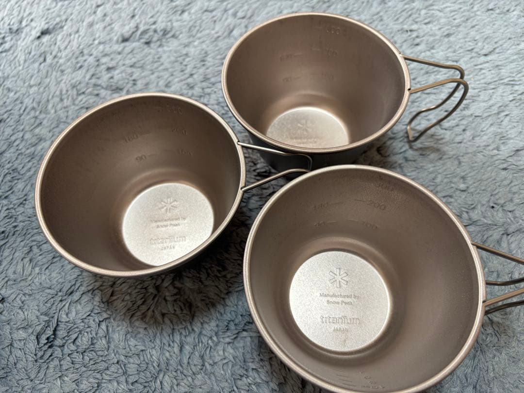 深型チタンシェラカップ蓋付き　3個　スノーピーク