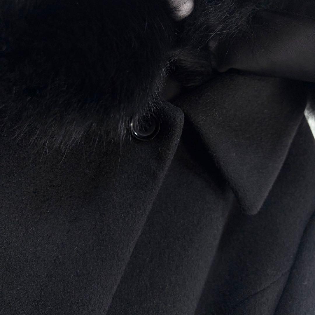 ☆美品☆ アナイ　アンゴラロングコート　ブルーフォックスファー襟　ベルト付き