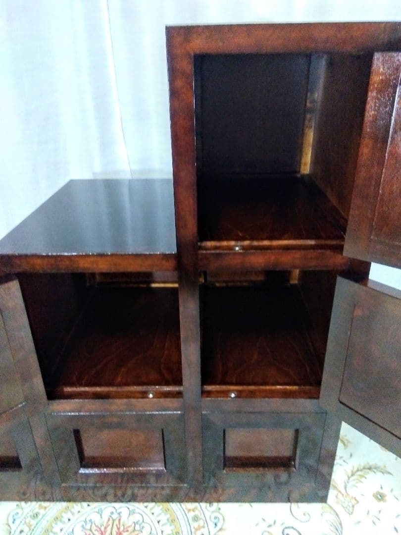 【松本民芸家具】階段箪笥　ミズメザクラ無垢材　職人彫り込みサイン　時代箪笥