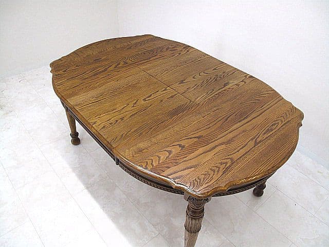 美品　シンリー 英国クラシック　オーク無垢材エクステンションダイニングテーブル