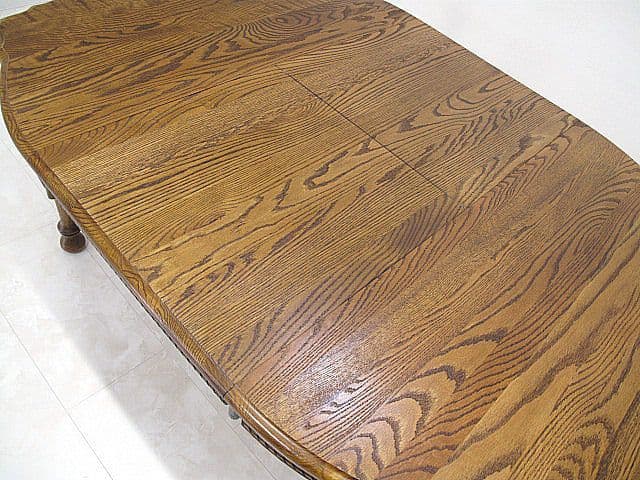 美品　シンリー 英国クラシック　オーク無垢材エクステンションダイニングテーブル