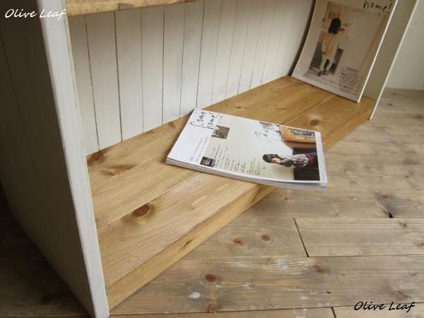 サイズ、デザインオーダー可!●幅広デザインラック●シャビーホワイト無垢●受注製作