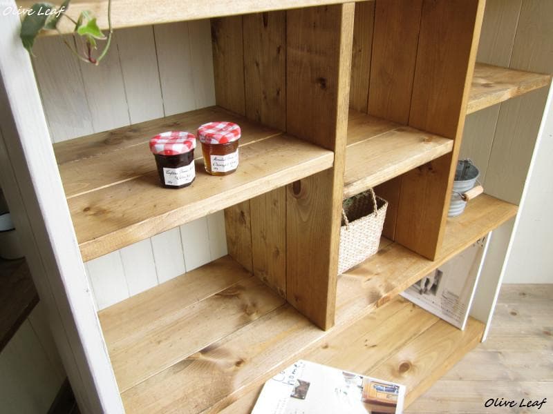 サイズ、デザインオーダー可!●幅広デザインラック●シャビーホワイト無垢●受注製作