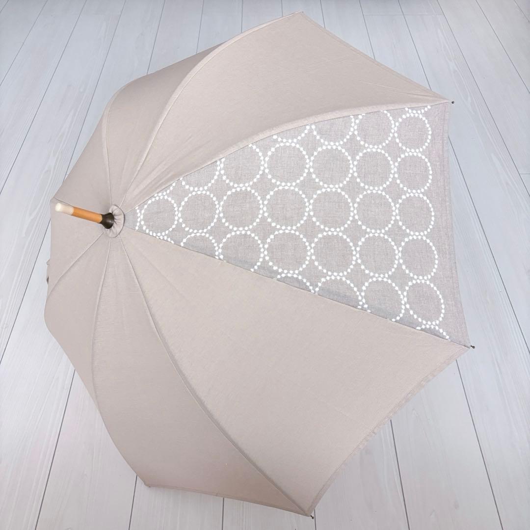 ★完成品★ミナペルホネン　タンバリン生地で仕立てた日傘（ベージュ×ホワイト）
