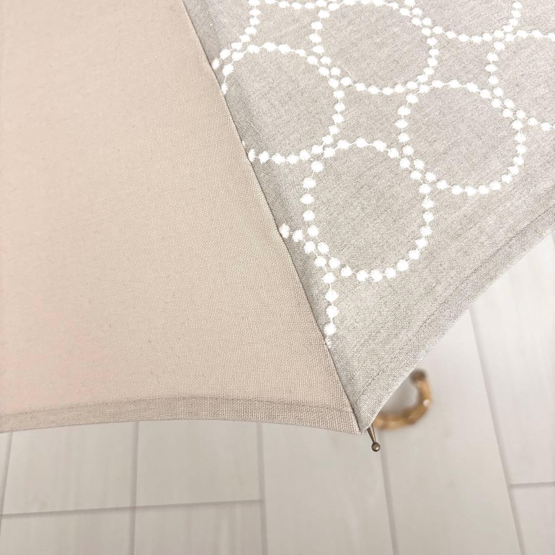 ★完成品★ミナペルホネン　タンバリン生地で仕立てた日傘（ベージュ×ホワイト）