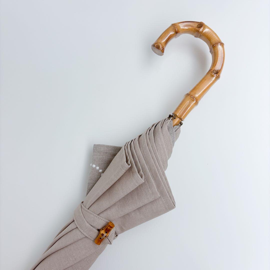 ★完成品★ミナペルホネン　タンバリン生地で仕立てた日傘（ベージュ×ホワイト）