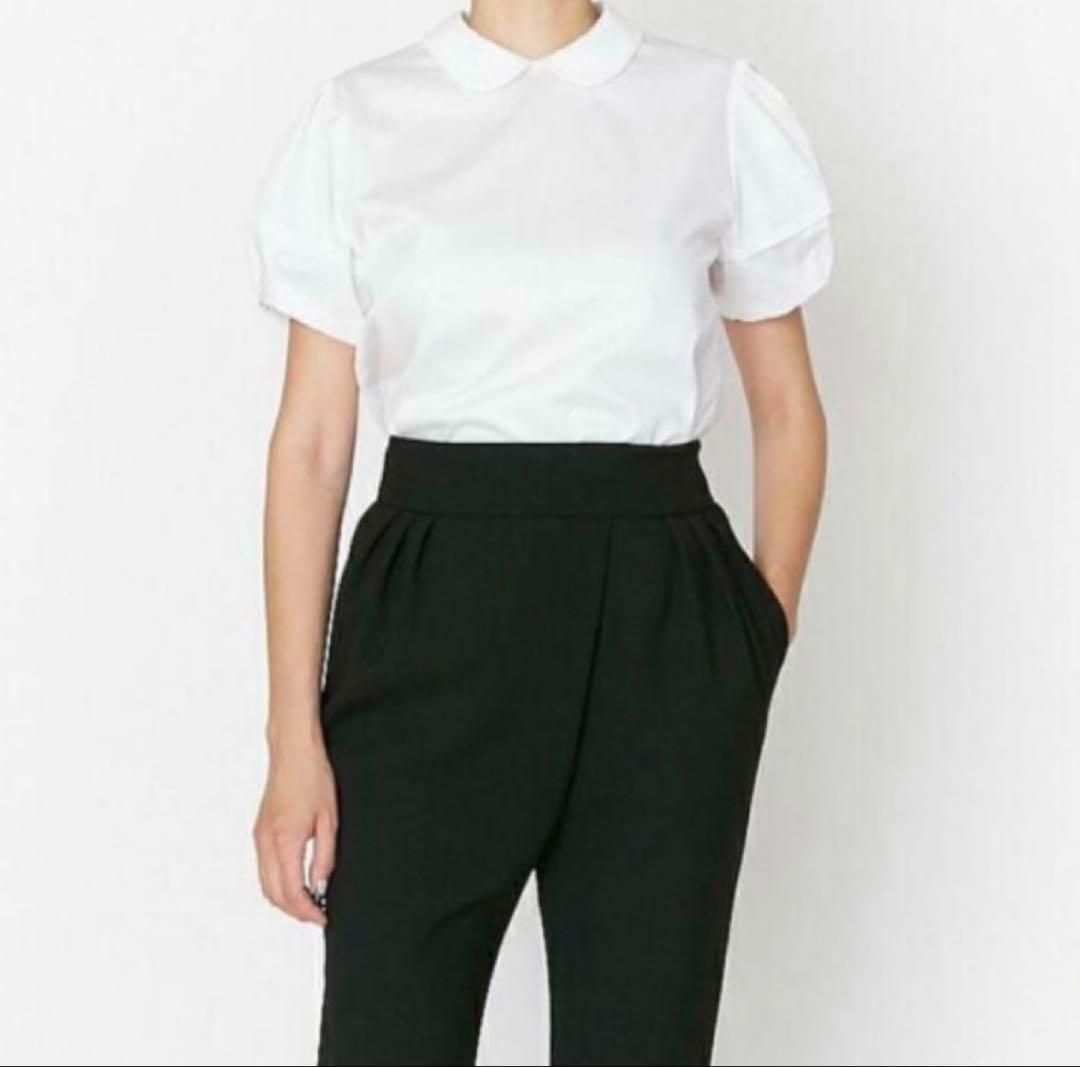 【美品】ーコチャン　ラウンドカラー　ホワイト パフスリーブ シャツ