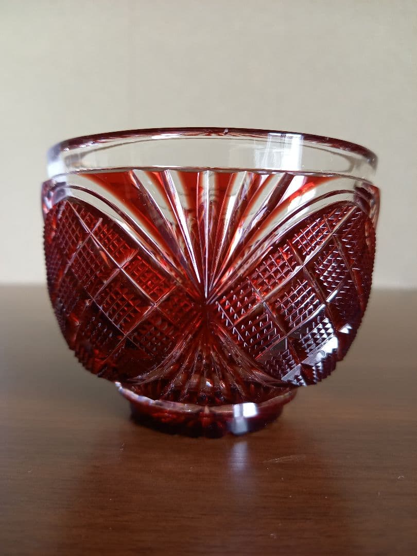 島津 薩摩切子　小付鉢　紅