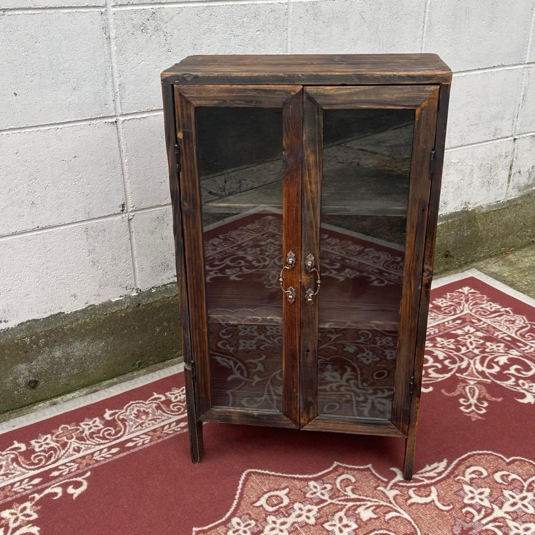 古材 木製キャビネット 整理棚 収納棚 アンティークデザイン 木製家具