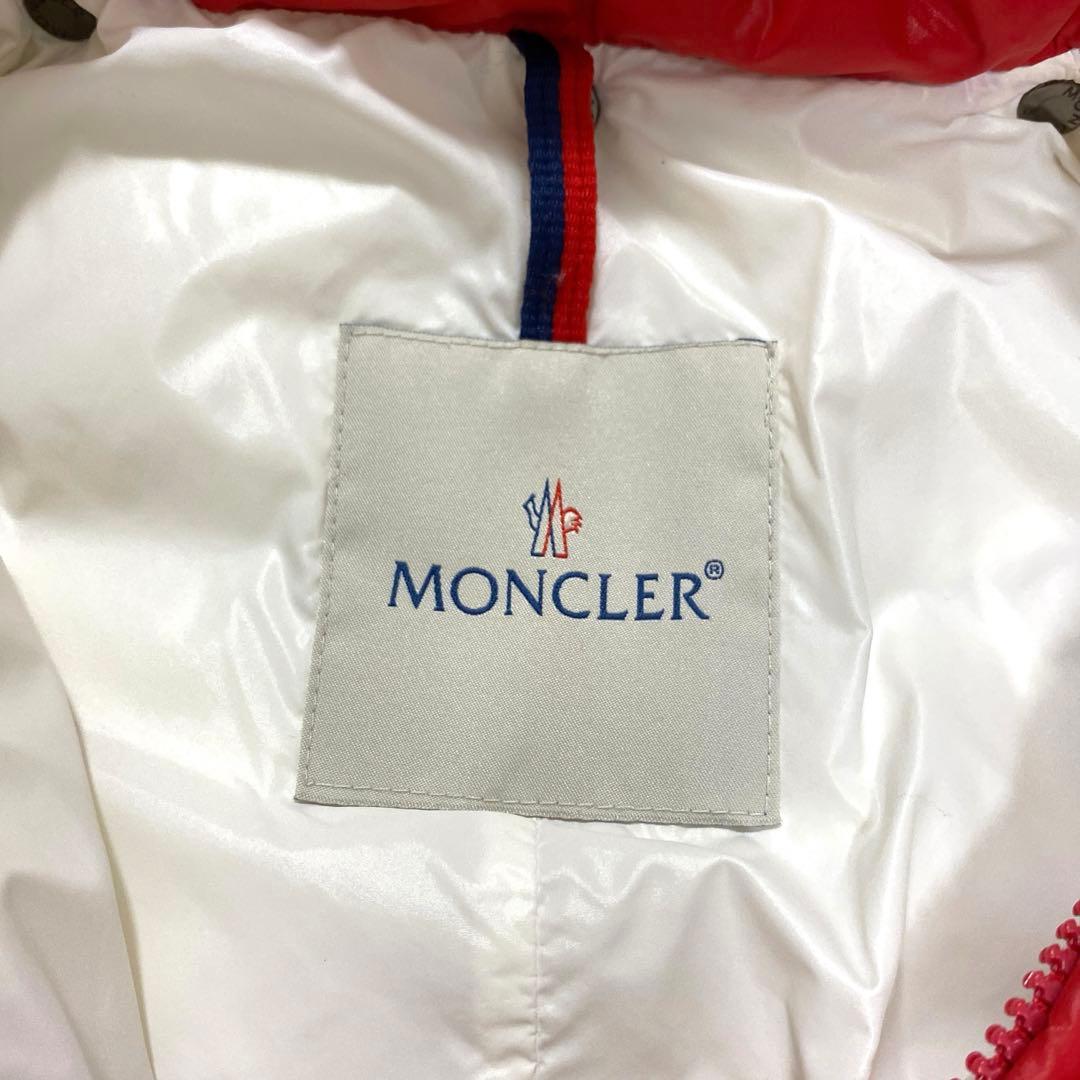 【美品】MONCLER ファー付 ダウン ジャンプスーツ ベルト付 赤 67cm