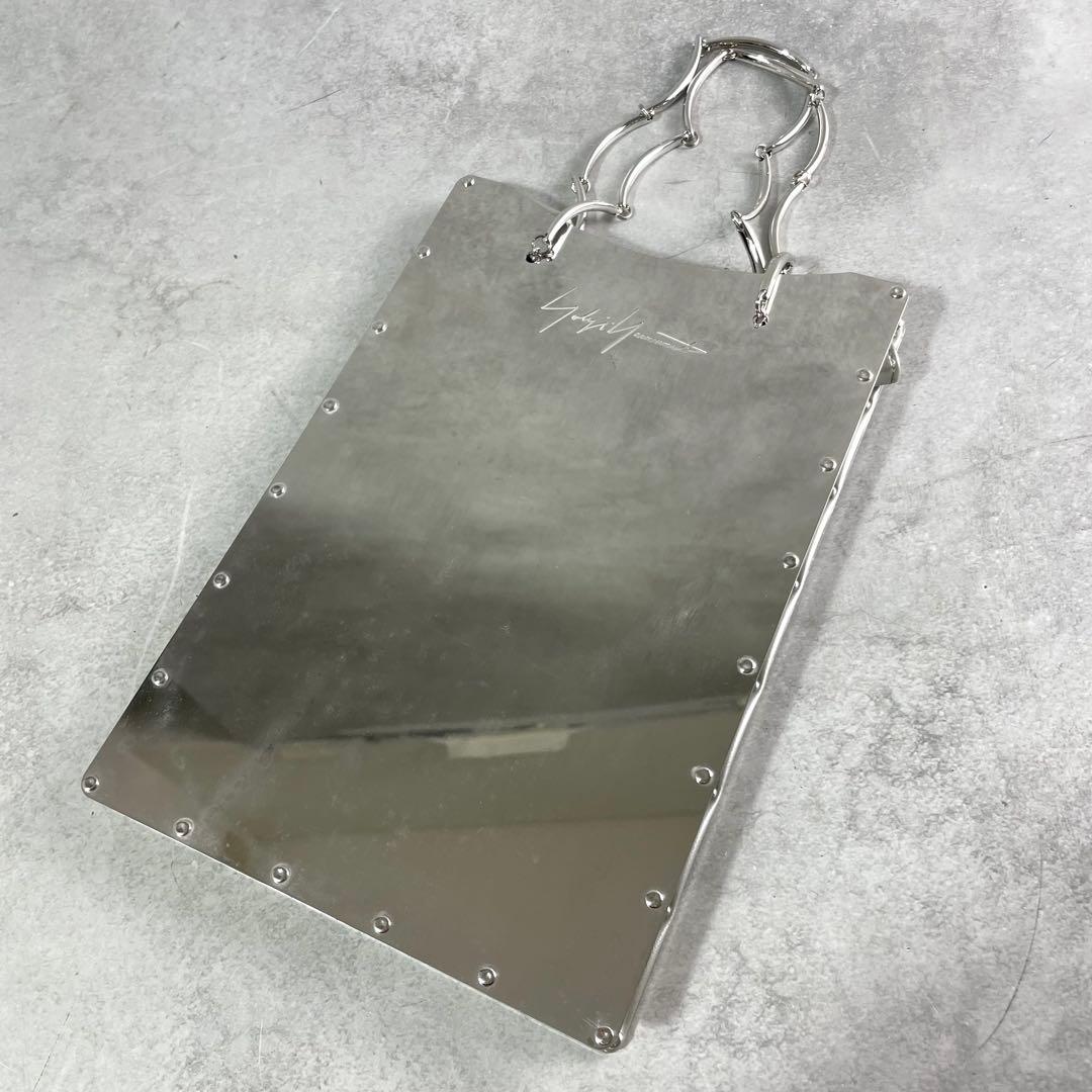 入手困難✨ ヨウジヤマモト ミラーバック ハンドバッグ ロゴ刻印 シルバー