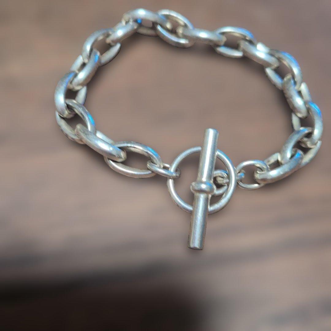 シルバー チェーンブレスレット バングル リング 3点セット、まとめ売り