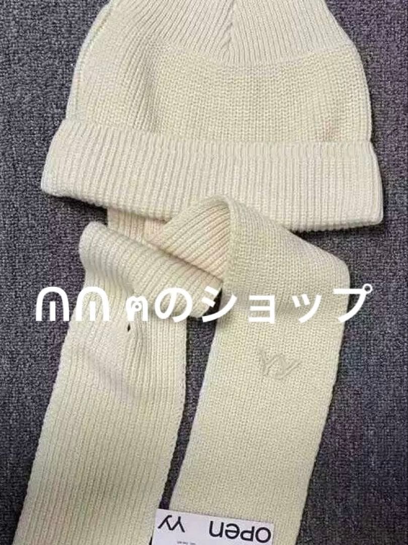 open yy マフラー ニット帽 ベージュ