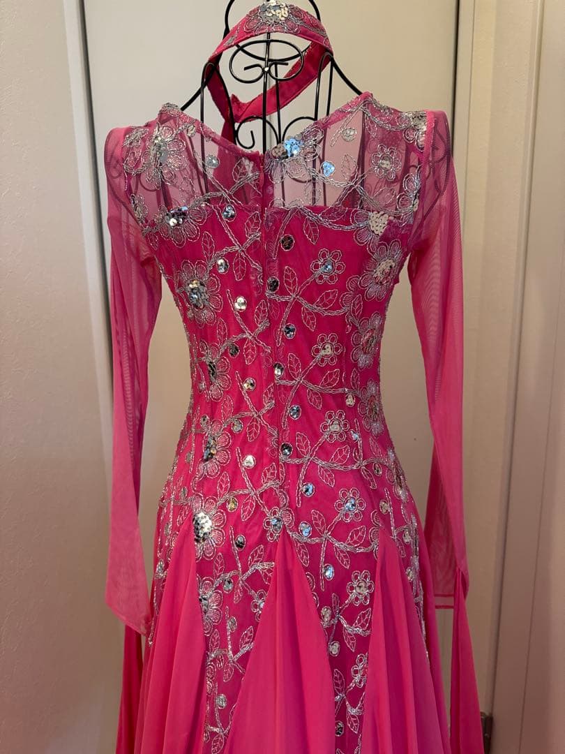 ダンスドレスピンク フラワー刺繍 prima boutique 【表示サイズL】