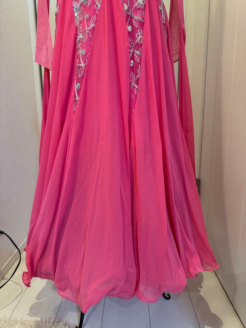 ダンスドレスピンク フラワー刺繍 prima boutique 【表示サイズL】