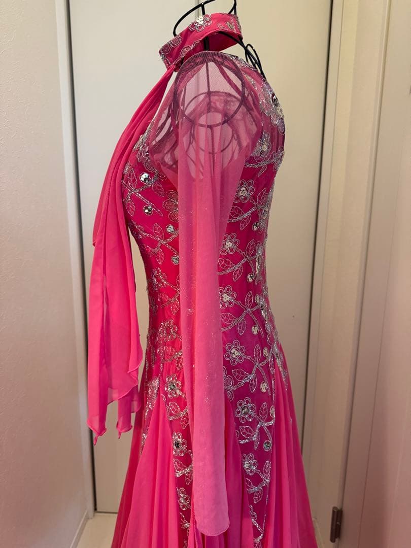 ダンスドレスピンク フラワー刺繍 prima boutique 【表示サイズL】