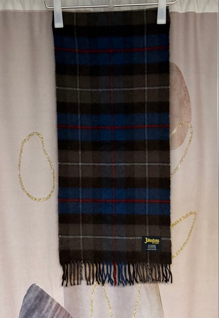 ジョンストンズ オブ エルガン タータンチェック カシミヤ100% マフラー