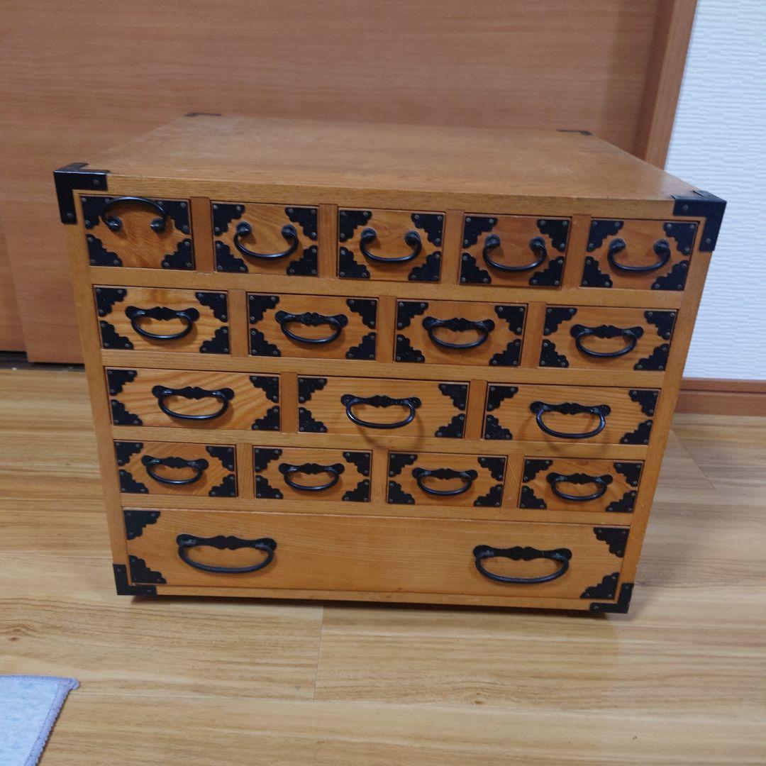 骨董品　薬箪笥　薬箱　小箪笥　5段小引き出し　17杯　昭和レトロ　和箪笥