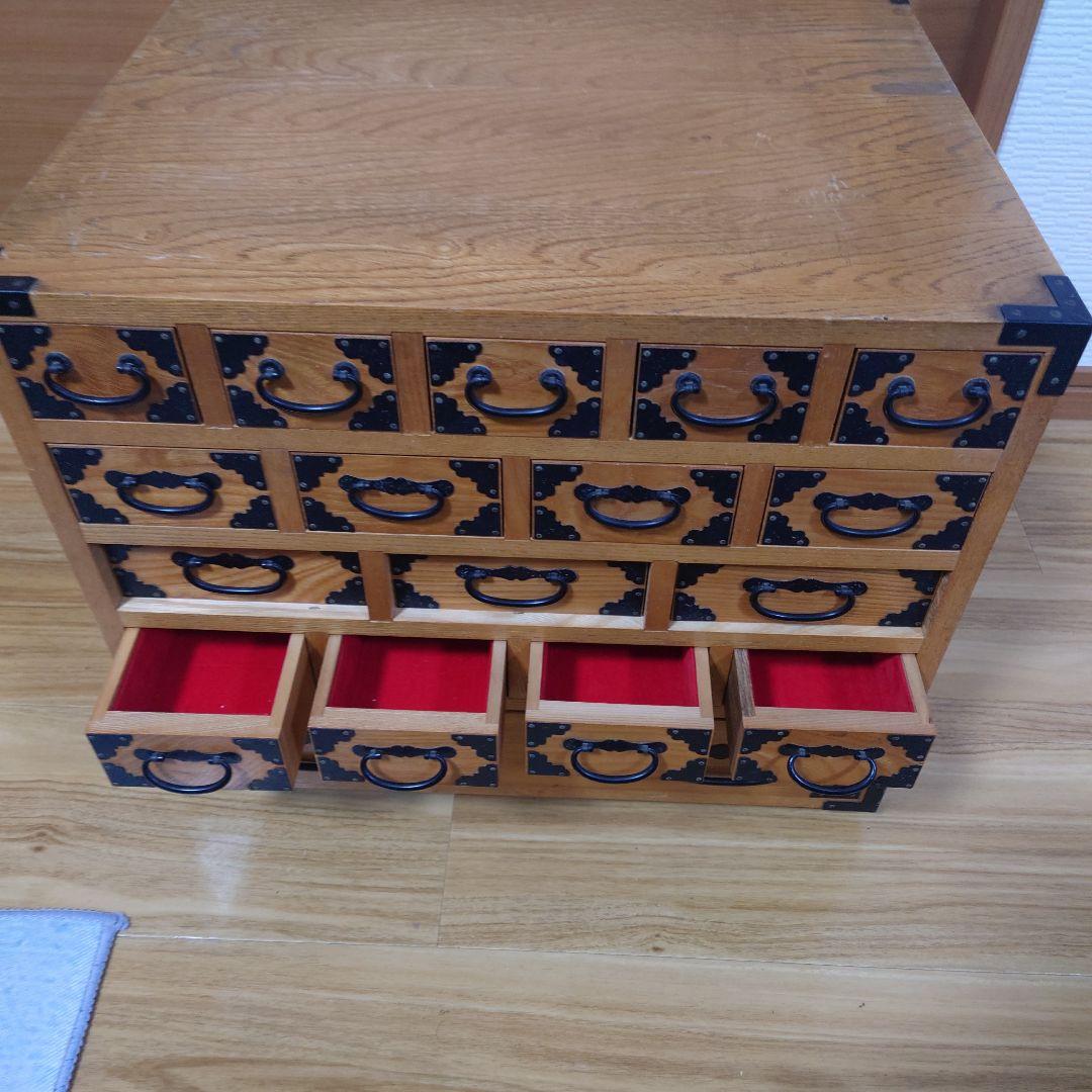 骨董品　薬箪笥　薬箱　小箪笥　5段小引き出し　17杯　昭和レトロ　和箪笥