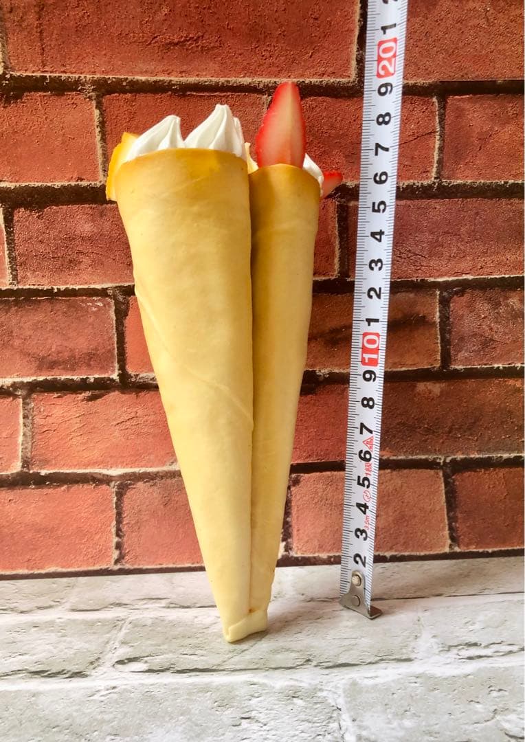 食品サンプル フルーツサンデー&ストロベリー&アイスクレープセット実物大です。