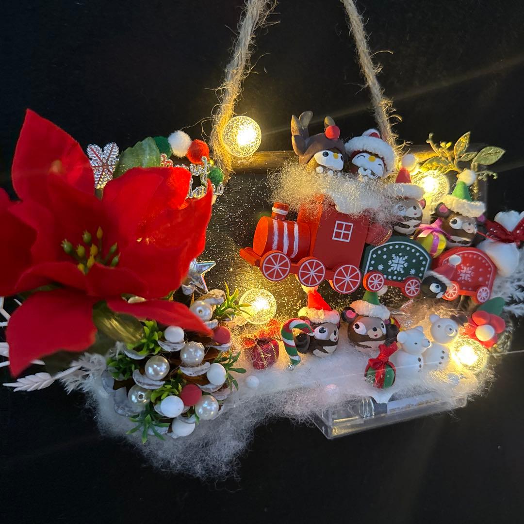 どんぐりアート♡let's goトレインクリスマスオブジェ＆タペストリー風♡